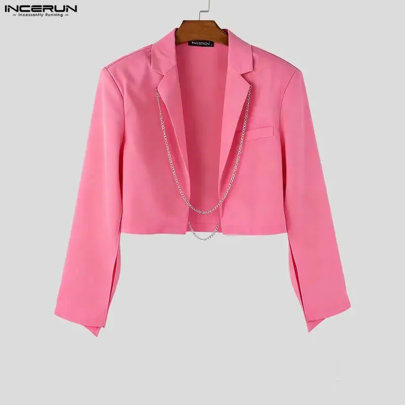 2026 Men Blazer Lapel Fashion Long Sleeve Open Stitch Man Suit Streetwear Spring Autumn Solid Casual Suit For Man S-5XL INCERUN