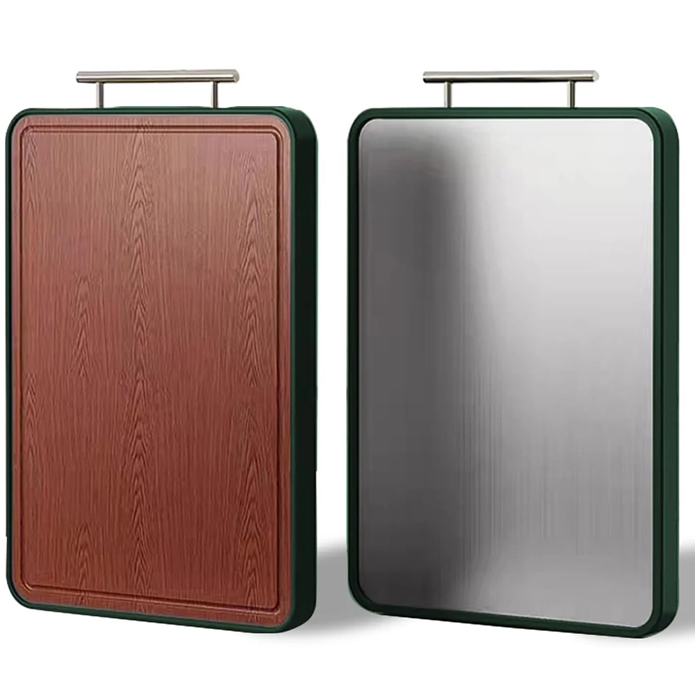 Высокое качество, ручка из нержавеющей стали толщиной 25 мм, кухонные двухсторонние деревянные разделочные блоки, титановая разделочная доска