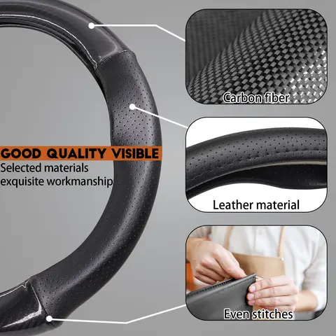 10 best sales steering wheel cover carbon fiber - №5