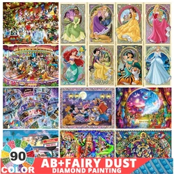 90 Colour AB Fairy Dust Disney Art 5D Diamond Painting Princess Mickey Mouse Cartoon Stitch Kits Full Drill Mosaic Decor Gift