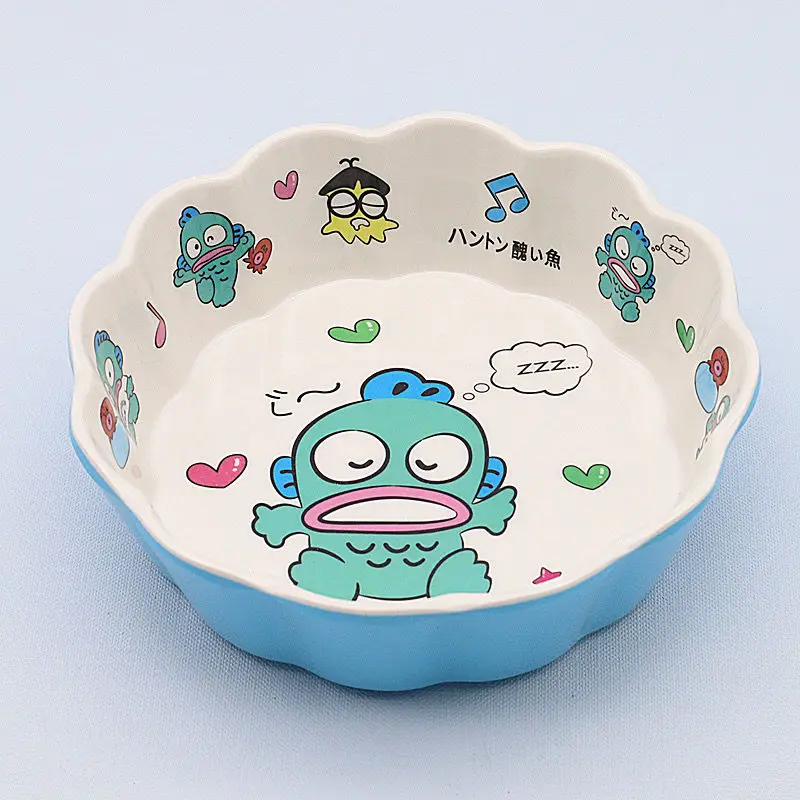 Cartoon Sanrio Tableware Hangyodon Anime Cute Kawaii Kitchen Set Large Tray Lace Bowl Plate Fruit Salad Storage Toys Girls