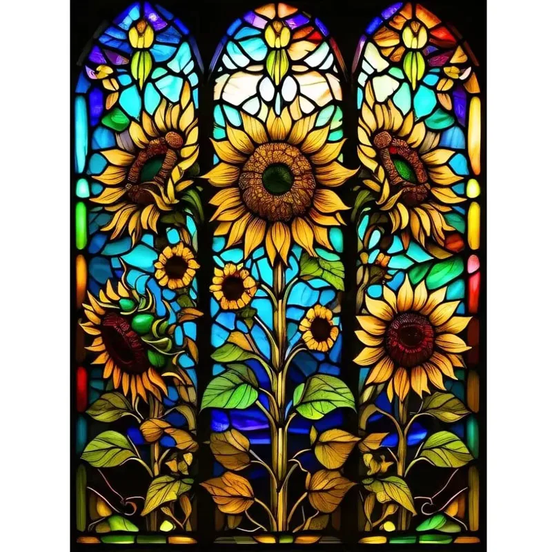 

Sunature AB Diamond Painting Art Full AB Square Round Drills Sunflowers Stained Glass Diamond Painting Kits (5-10 AB Colors)