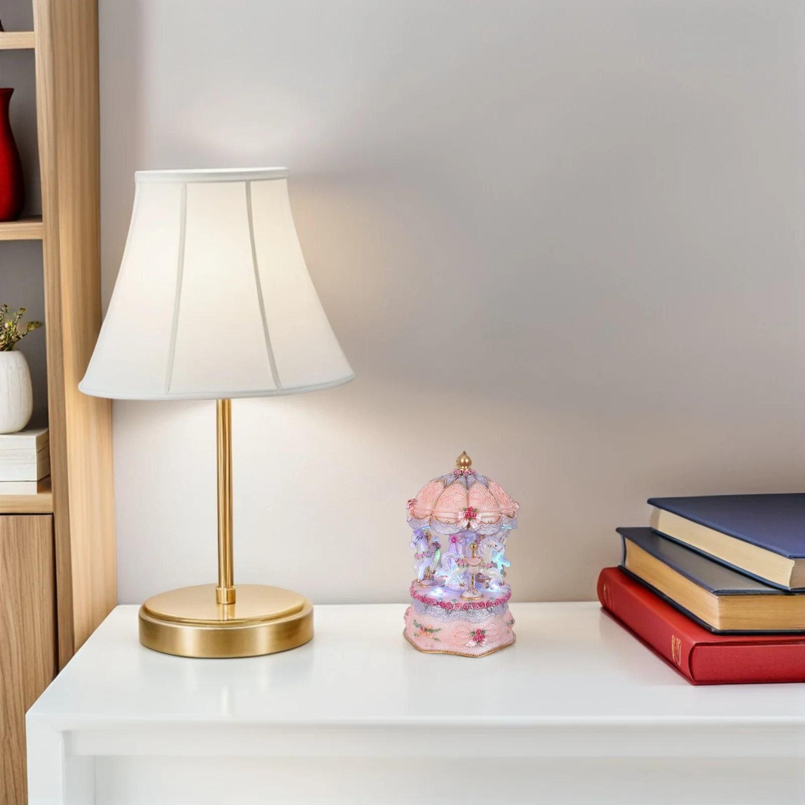 

Vintage Carousel Music Box With Color Changing Led Lights Rotating Horse Wind Up Musical Decor For Birthday Christmas Home