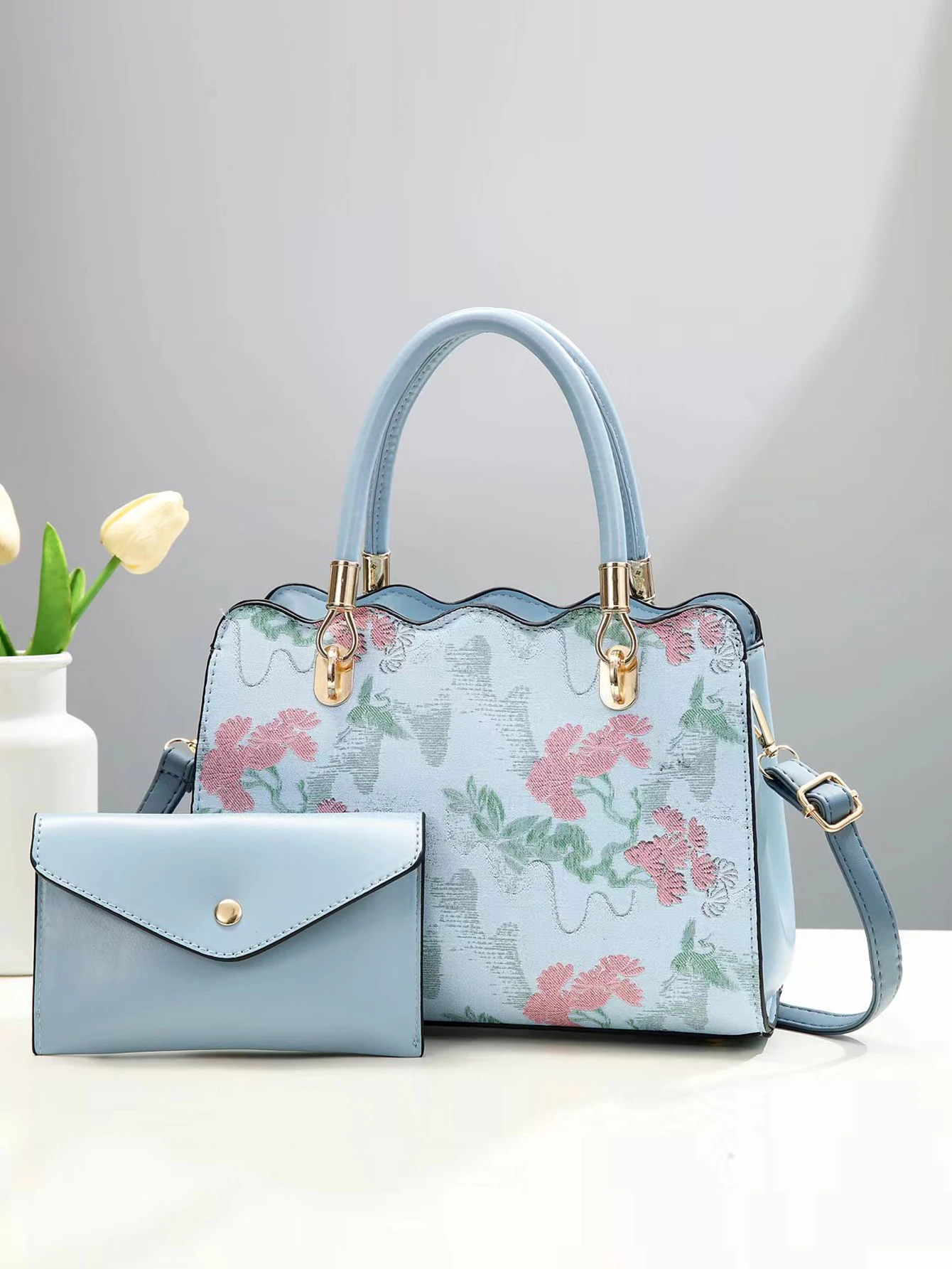 Women's combination bag with embroideries, large capacity single shoulder crossbody bag, exquisite small bag