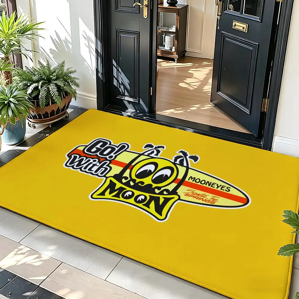 AutoCulture M-Mooneyes Floor Mat Soft Flannel Entrance Door Mat Non Slip Absorbent Bathroom Bedroom Floor Rug