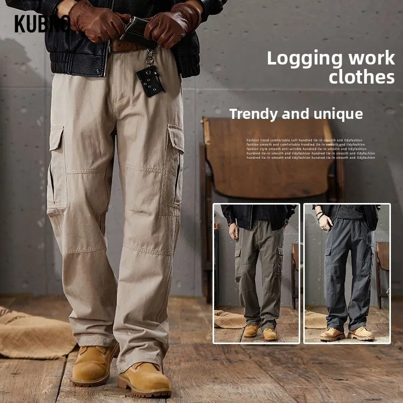 

Men's Autumn Winter Baggy Cargo Trousers Men Comfortable Casual Wide Leg Jogging Pants Vintage Straight Loose Work Pants Soft