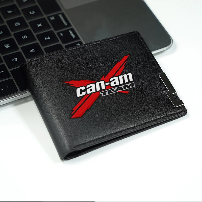 CAN AM TEAM LOGO Portafoglio corto da uomo in pelle PU LEGGERO DURABILE BUSINESS STILE DORIGINALE Usa per tutti i giorni DESIGN DI MODA