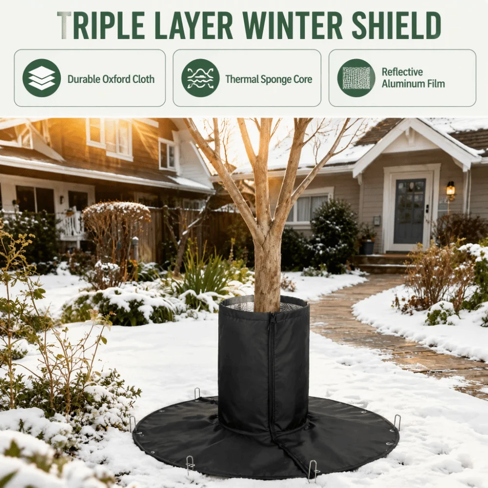 3-Layer Tree Root Protector Thick Bubble Roll Ground Stakes Winter Freeze Cover High-Quality Easy To Use