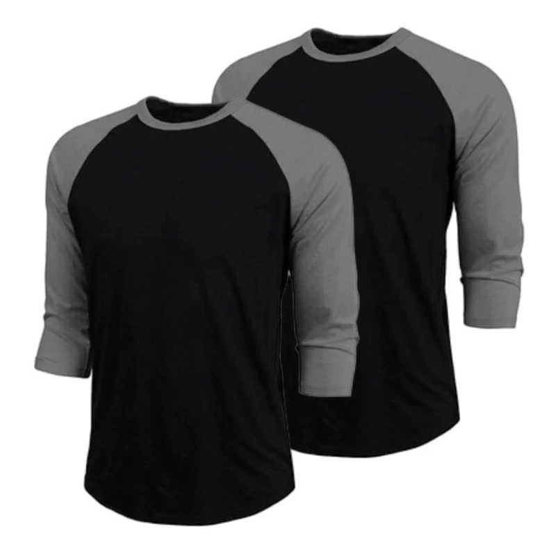 1/2 Pcs Autumn Cotton Three Quarter Sleeve T-shirts Mens Sports T Shirts Spring Patchwork Silm Gym Clothing Fitness Tee Shirt
