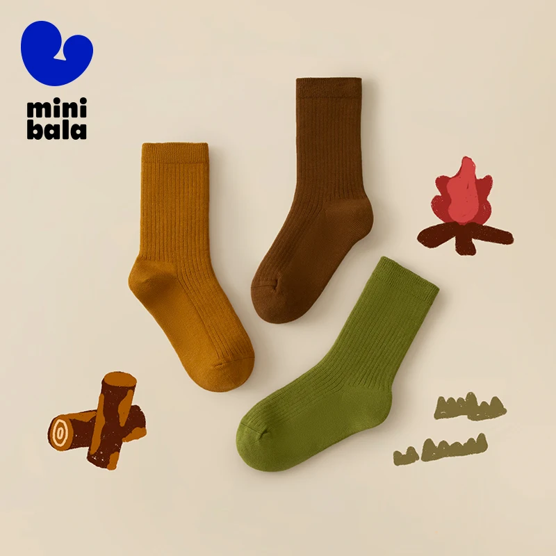 

Mini Balabala Kids 3-Pack Colorful Socks Breathable Skin-Friendly Moisture-Wicking Socks for Toddlers