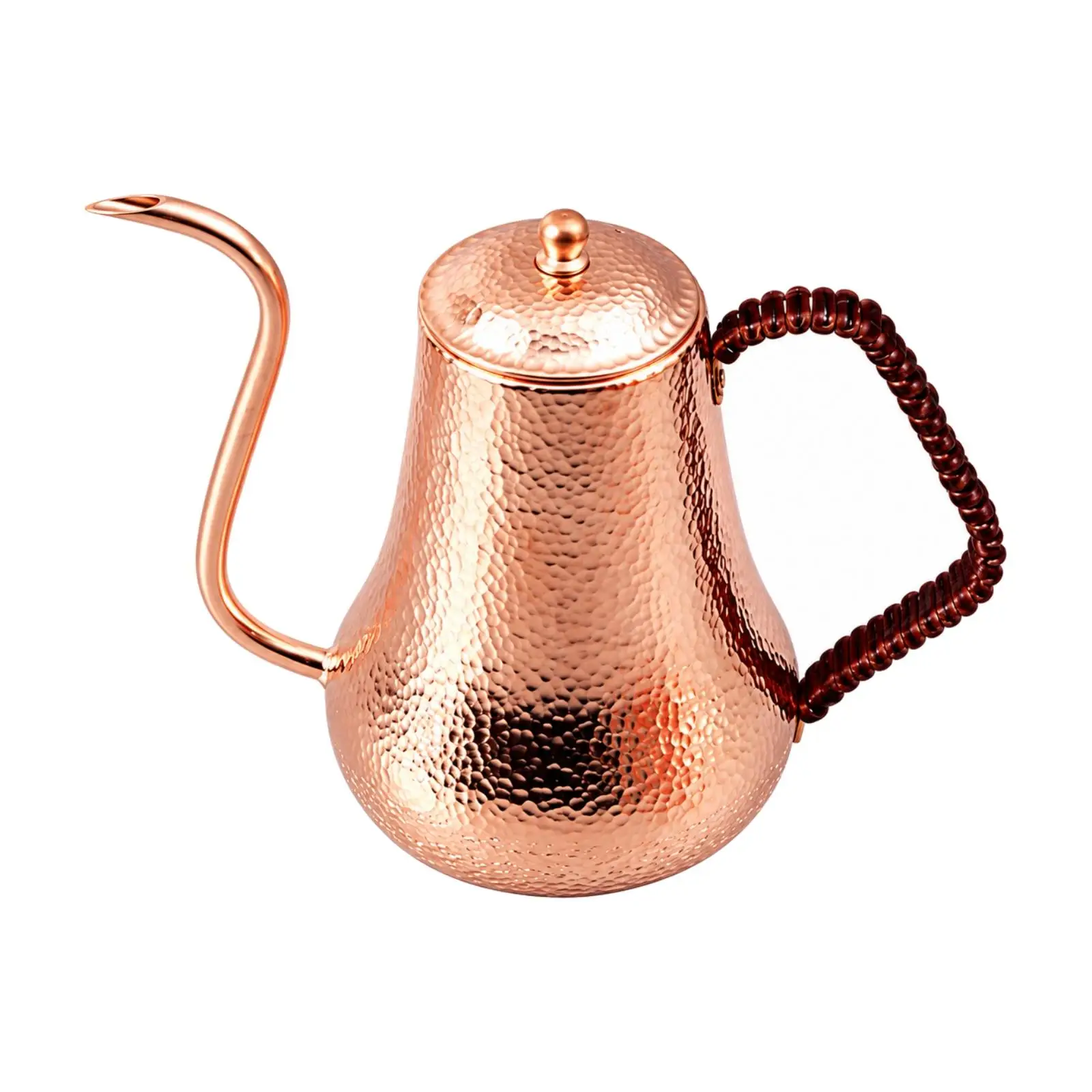 Hammered Copper Pouring Kettle Long Narrow Spout for Precise Pour over Coffee Tea Steeping and Camping