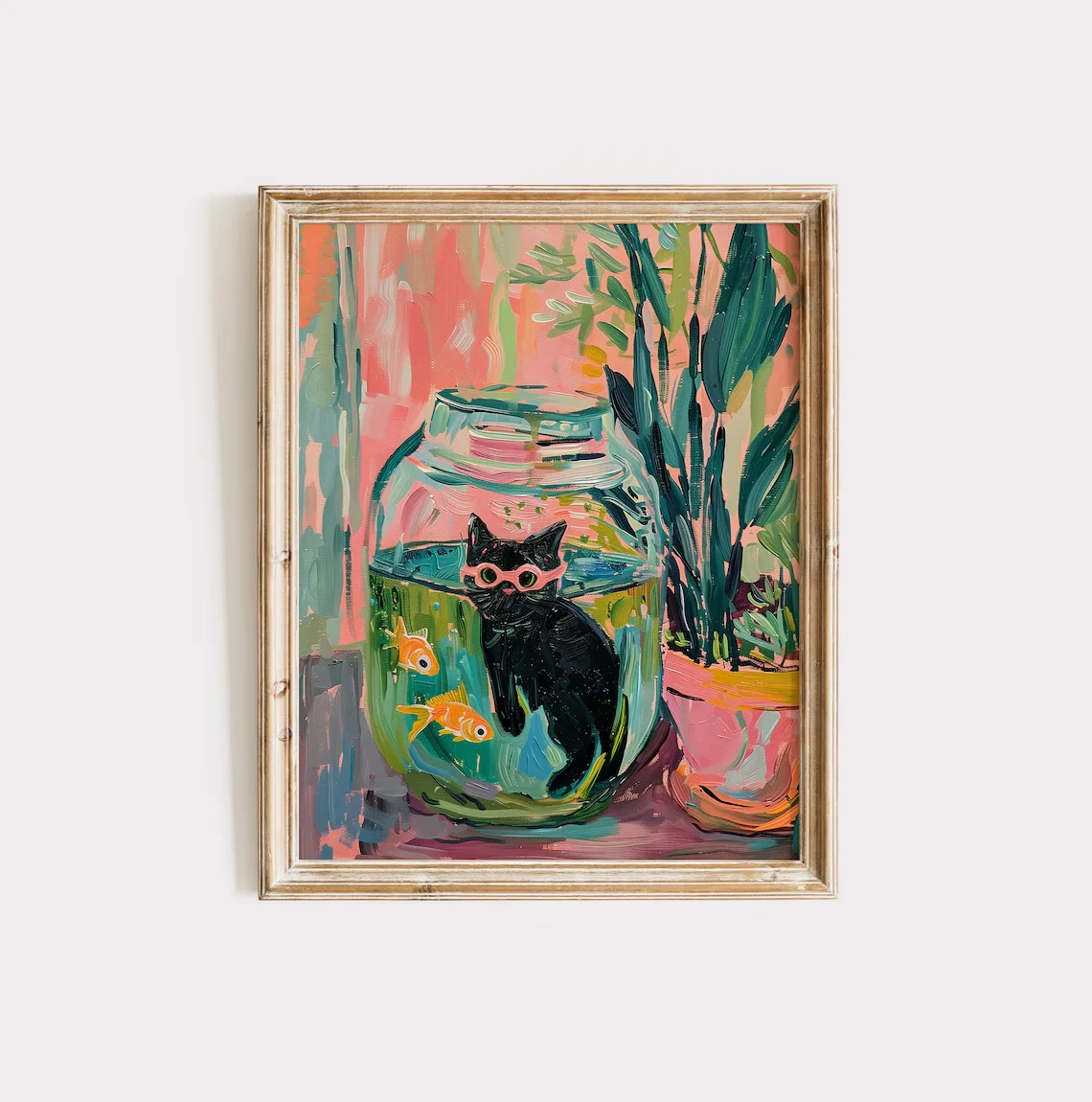 Poster of Matisse Goldfish With Cat, Printable Matisse, Black Cat Painting, Black Cat Poster, Black Cat Henri Matisse Print, Bla