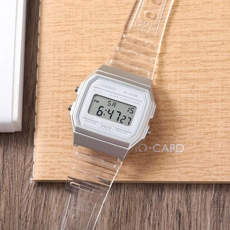 ساعة كاسيو للرجال صغيرة مربعة بسيطة ريترو مقاومة للماء LED ساعة كوارتز رقمية للجنسين ساعة الطالب العصرية للرجال WatchF-91WS-7