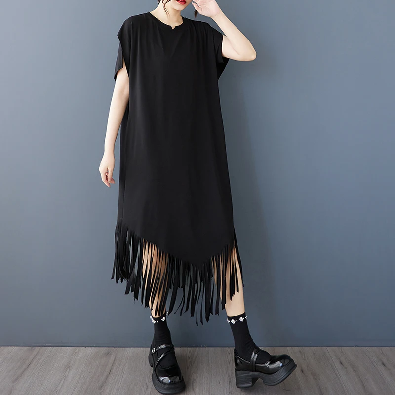 Été nouveau Design de gland fait à la main ample Midi Dr k Sle Simple minceur coton mélange décontracté Sle femmes Dr