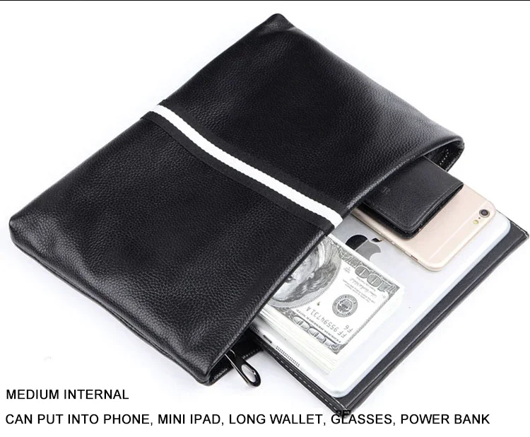 SENOFAN Authentic Hand Bag Men Stripe Real Leather Cowhide Clutches Male Pouch Wallet Designer Envelope Bag Korean Edition Hot