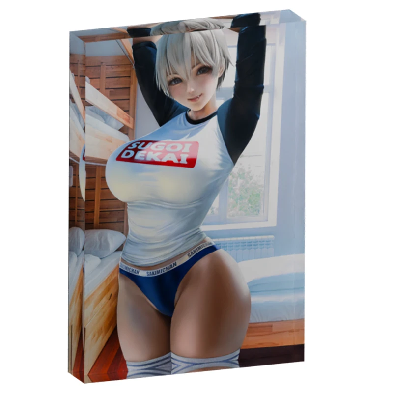 

Custom Uzaki-chan Wants to Hang Out! Hana Uzaki 'Sugoi Dekai' Fan Art Acrylic Block, Waifu Collectible, Gaming Desk Decor Gift