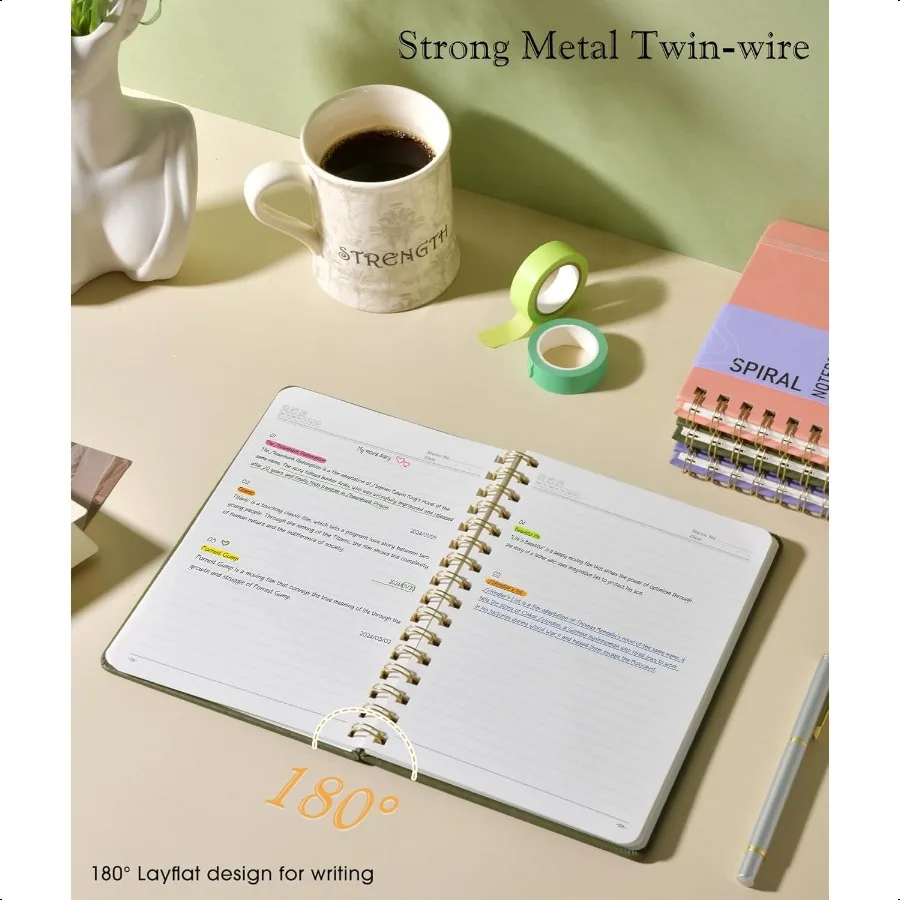 Lined Spiral Journal Notebook A5 Hardcover Spiral Journals for Women Men 150 Numbered Pages Spiral Bound Notebook 100 GSM Colle