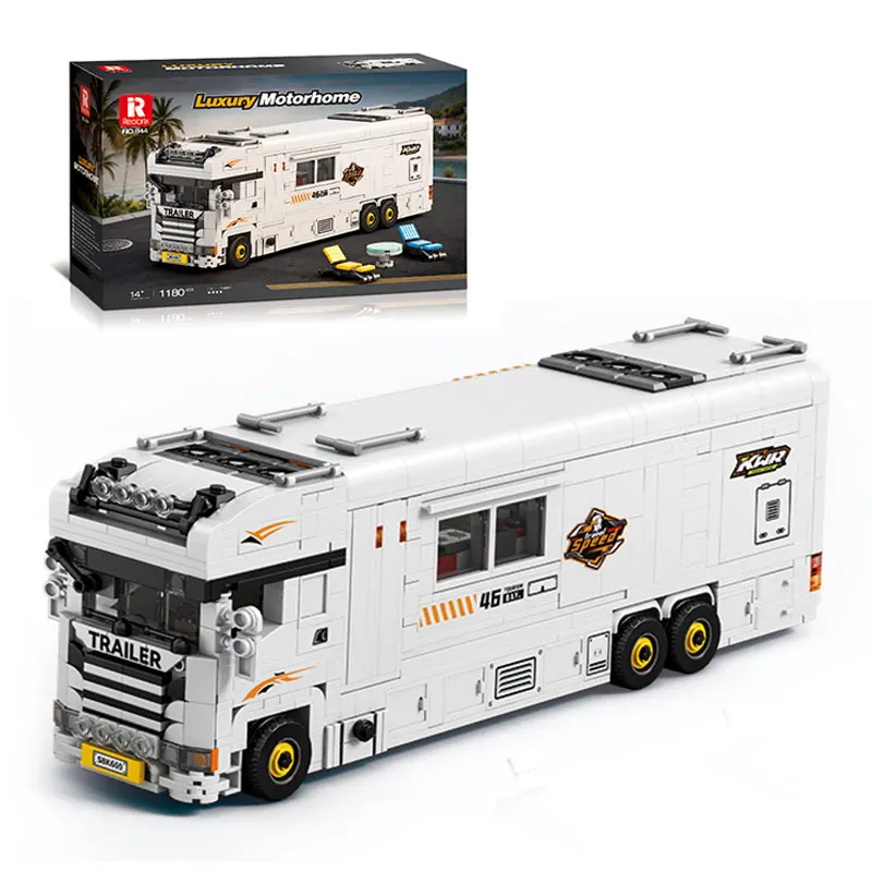 1180-teiliges Reobrix 844 Luxus-Wohnmobil-Bausatz, RV-Camper-Van-Modell, Bausteine, Spielzeug, Geschenk für Erwachsene und Kinder