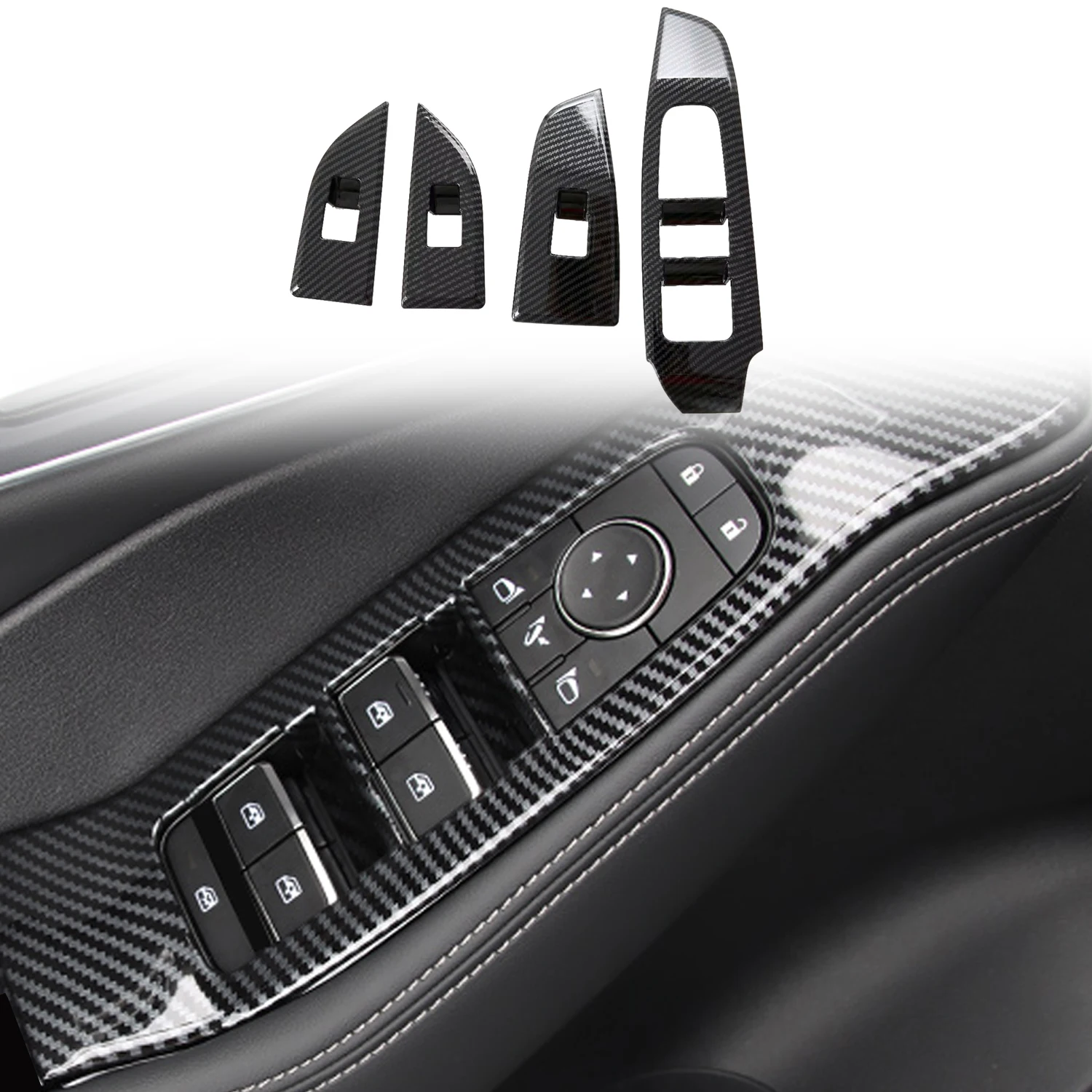 

Only Fit LHD! 4Pcs Car Window Switch Lift button Cover Trim Fits for Nissan Qashqai J12 2021 2022 2023 2024 Interior Accessories