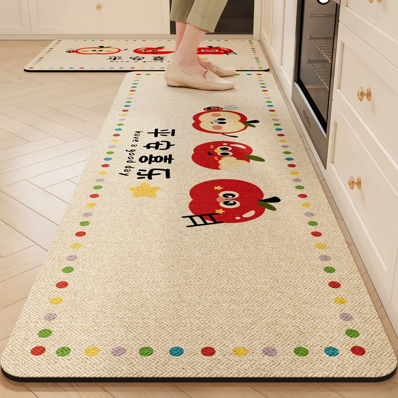 Tapis de cuisine VIKAMA à motif animalier de dessin animé, absorbe l'eau, facile à nettoyer, tapis de sol pour entrée de buanderie, décoration de la maison