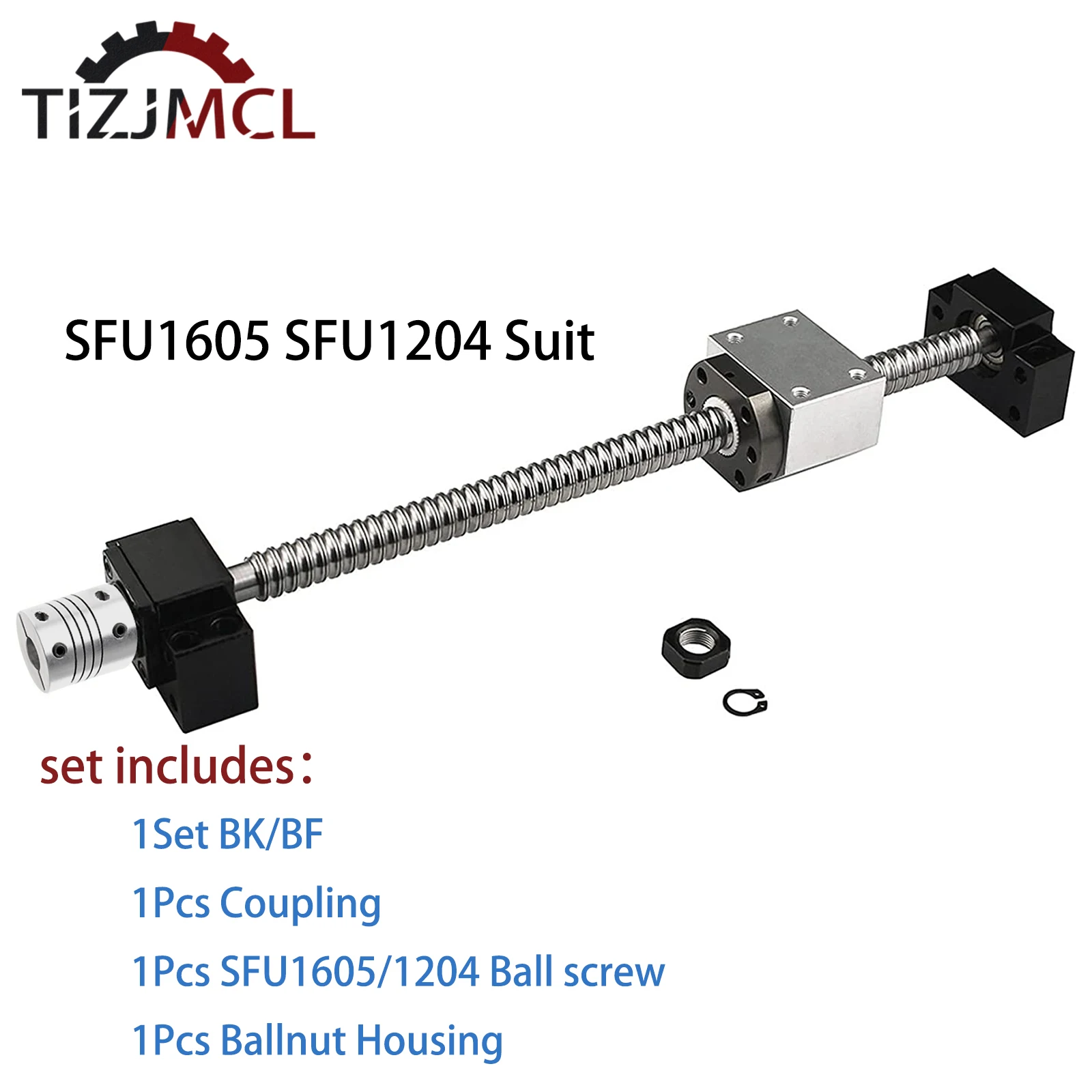 

Brand New Ball Screw SFU1605/1204 End Machined RM1605/1204 Single Ball Nut+ BKBF12/BKBF10 Ballnut Housing CNC