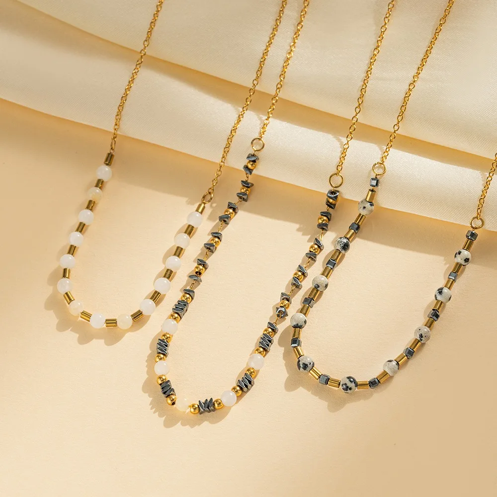 

Vintage Natural Stone Tourmaline Beads Necklace For Women Irregular Charm Collarbone Chain Banquet Party Fashion Jewelry Gifts