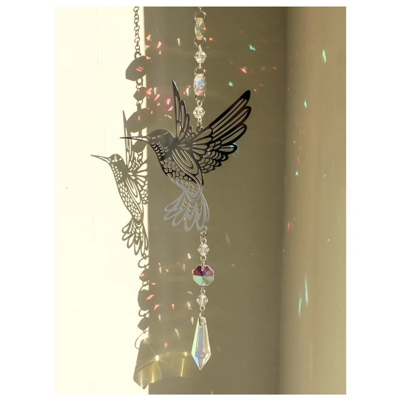 فضي اللون Brid كريستال Suncatcher معلقة الديكور قوس قزح صانع غرفة ديكور ضوء الماسك غرفة الديكورات الجمالية، دائم