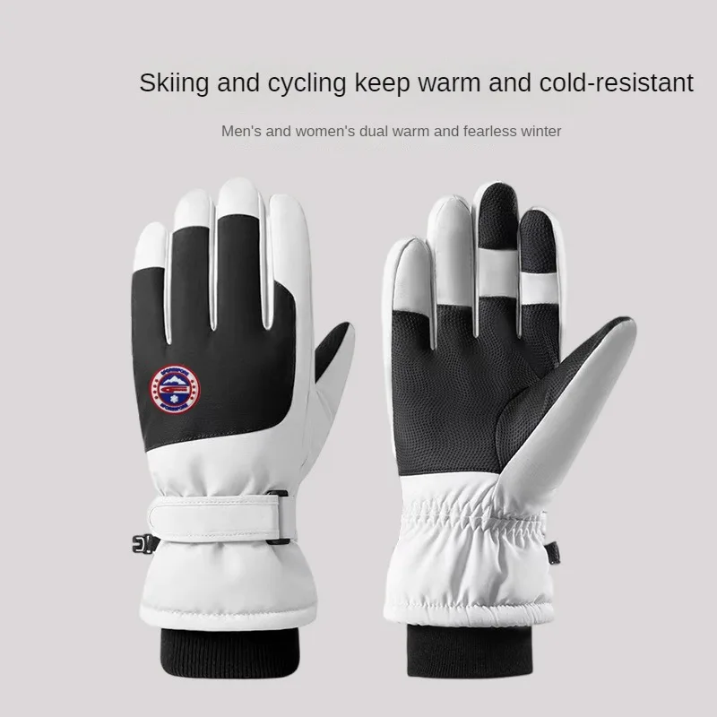 

Ski Gloves Men's And Women's Outdoor Windproof Waterproof Riding Gloves Winter Warm Fleece-Lined Thickened Touch Screen Finger