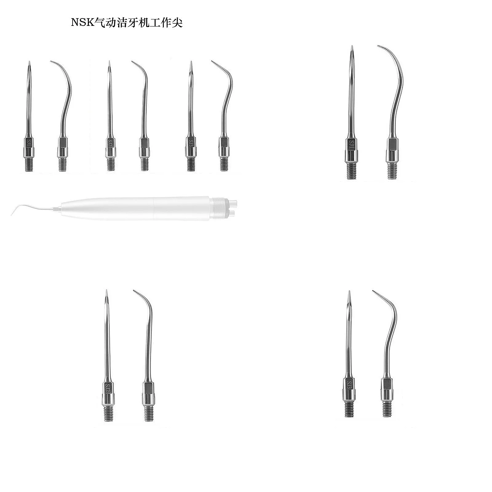 Dentals Ultrasonic Air Scaler Tips SJ1 SJ2 SJ3 Stainless Steel Scaling Tips for Teeth Calculus Plaque Tartar Removal Dentistry