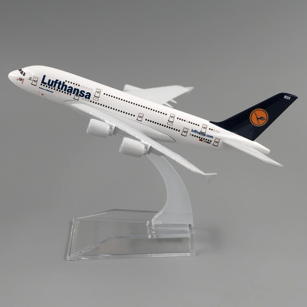 

Модель самолета из сплава в масштабе 1/400, модель самолета аэробуса A380 Lufthansa 16 см, украшение для детей, коллекция подарков