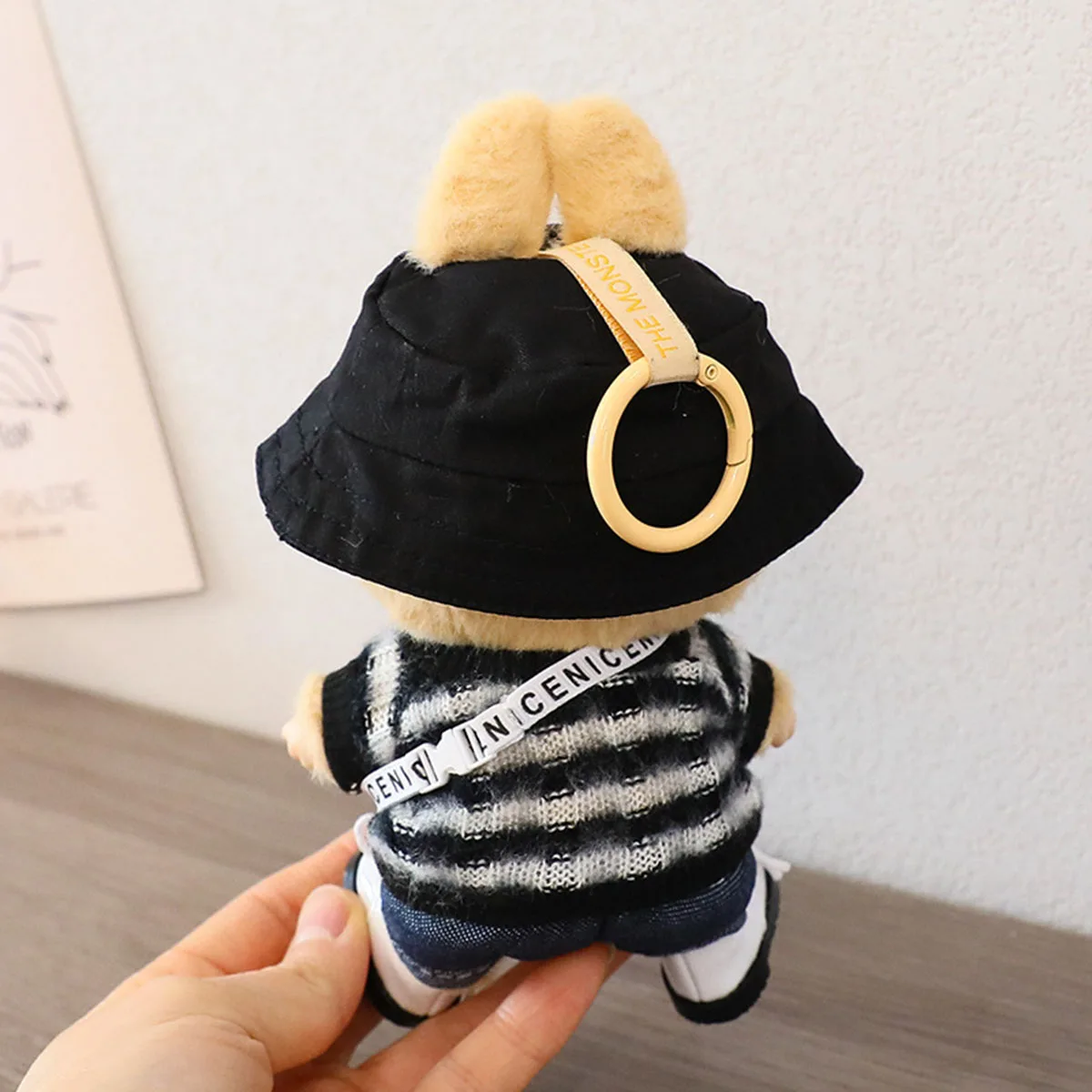 17cm 미니 인형 의류 복장 액세서리 Labubu V1 V2 줄무늬 작업복 모자 안경 신발 멋진 잘 생긴 의류 선물