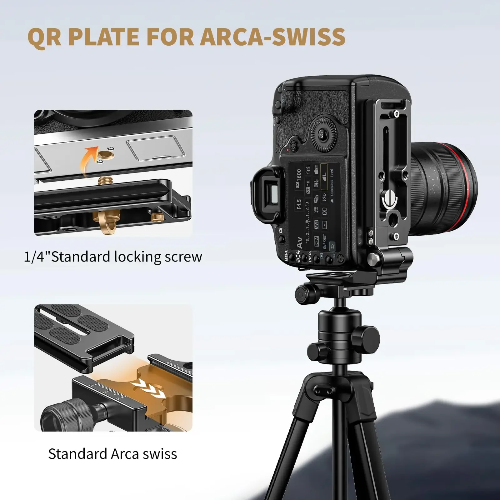 Foldable DSLR Camera L Bracket Arca Type QR Quick Release Plate Vertical Mount for Canon Nikon Sony Osmo Stabilizer Monopod