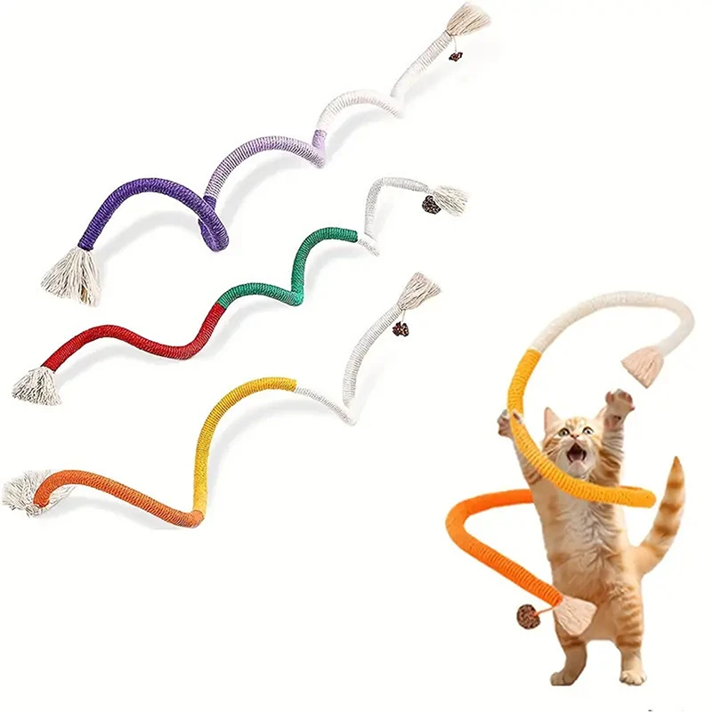 Juguetes para masticar para gatos, tejido a mano, cuerda de algodón resistente a mordeduras Molar, juguete para gatos, juguete para tocar con boca limpia, suministros para mascotas