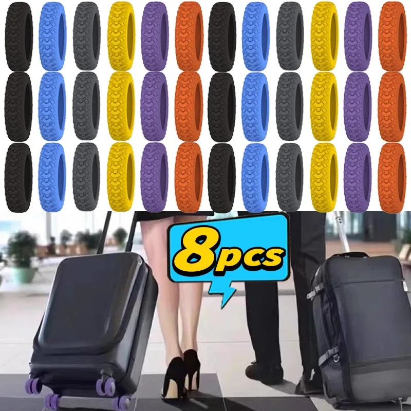 Thicker Luggage Wheels Protector Silicone Travel Rolling Suitcase Reduce Noise Wheel Cover Castor Trolley Sleeve Accessories