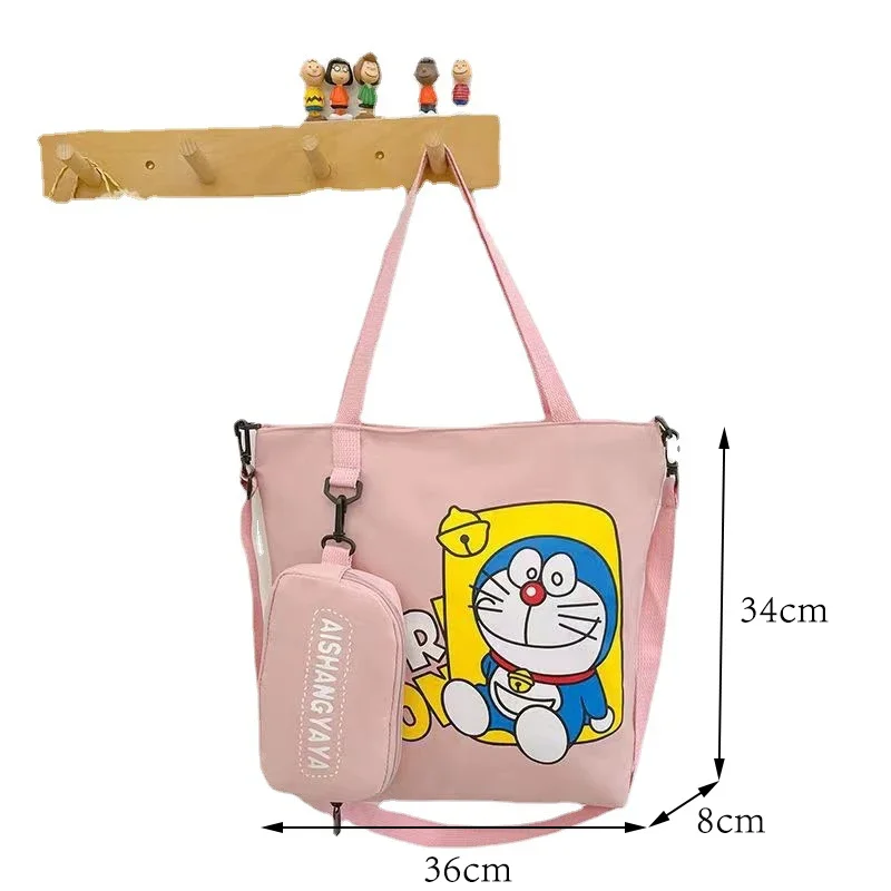 Doraemon-monederos y bolsos de mano Kawaii para mujer, bolso cruzado de un solo hombro, monedero bonito