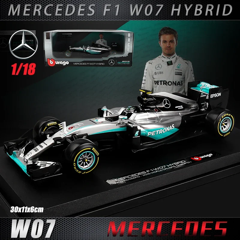 Burago 1:18 Mercedes-Benz AMG 6 Alloy F1 Car Model Die-casting Model Car Simulation Car Decoration Collection Gift Toy