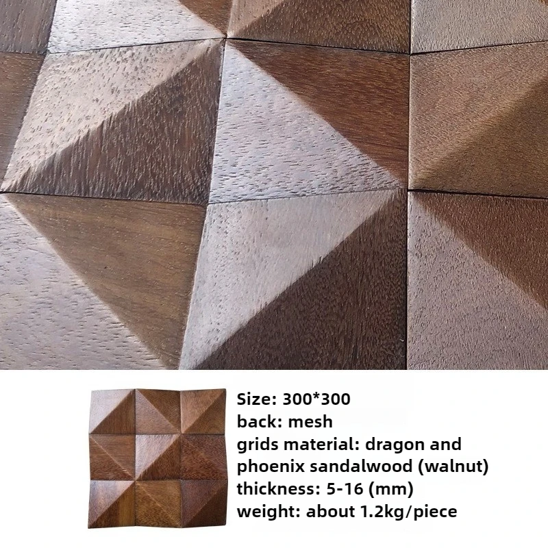 3D Solid Wood Diamond Stickers autoadhesivo Waterproof Mosaic Wall Panels for Hotel Bar Cafe DIY Commercial Decor