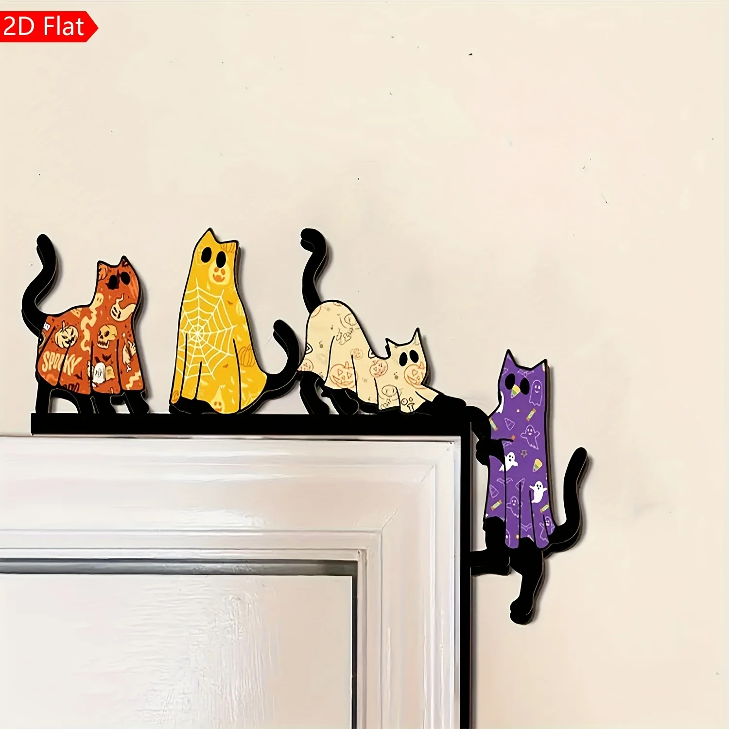 1 Piece of Halloween Black Cat Door Corner Sign, Cat Door Corner Sign, Cute Animal Golden Gate Top, Wild Animal Door Cushion