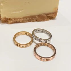 Roman Digital Plain Ring Women's Titanium Steel Ring Jewelry Wholesale Couple Pair Ring Index Finger Ring High Grade Tail Ring