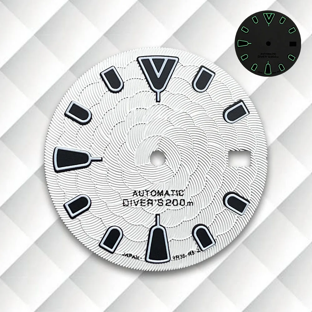 28.5mm S Logo Lotus Flower Dial Green Luminous Suitable For NH35/NH36/7S/4R Movement Quality Watch Modification Accessories