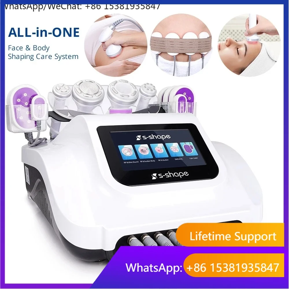 S Shape 30Khz Cavitation Machine Multi-Functional Vacuum Suction EL Electroporation Slimming Beauty Equipment for Body & Face Li