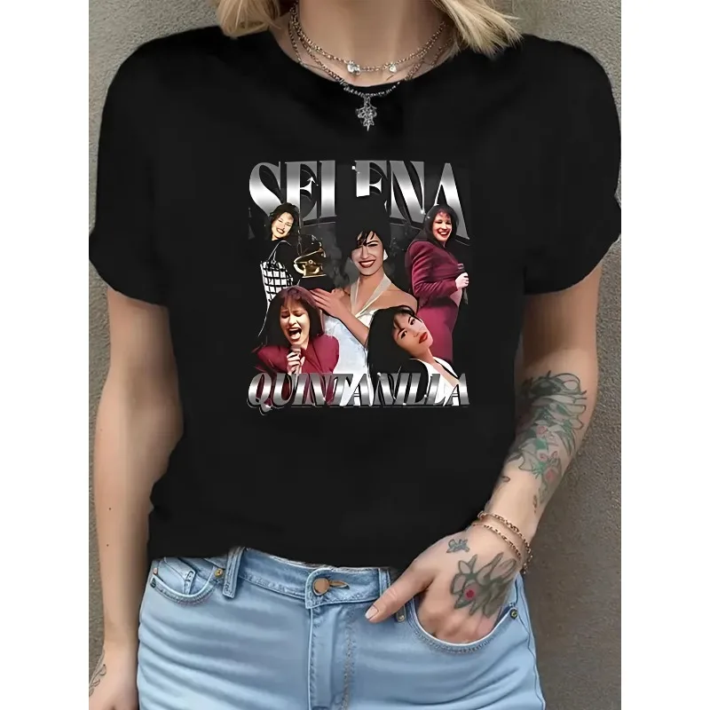 Women'S Selena Quintanilla Tribute T-Shirt Latin Pop Music Icon Vintage Singer Fan Merch Casual Wear Tee Trendy Graphic Tee