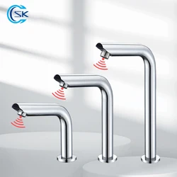 Bathroom Faucet Smart Sensor Basin Faucet Automatic Touch Free Infrared Tap Touchless Hot Cold Water Mixer Single Hole Sink Taps