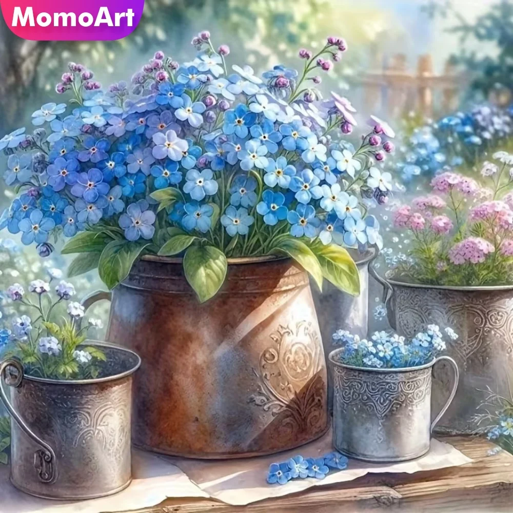 Momoart Diamant-Stickerei Blumenmuster für Erwachsene Anfänger Malerei Vase DIY Diamant-Mosaik Wohnzimmer Kunsthandwerk
