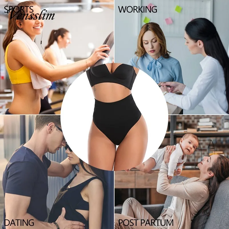 Vensslim Women Seamless Lingerie Tummy Control Panties Slimming Body Shaper Thong Shapewear Waist Trainer Underwear