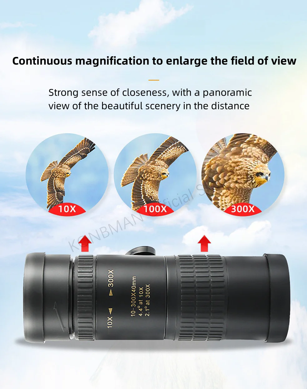 10-300X Zoom High Definition Leistungsstarke Fernglas Teleskop Fernbedienung Tragbare Hochwertige Professionelle Jagd Monokulare Teleskop – Detail 4