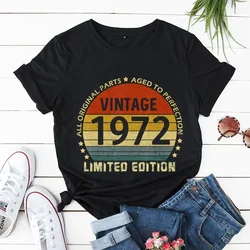 Vintage 1972 Limited Edition Harajuku T Shirt Women Creativity Tees 50th Birthday Summer Tshirt Oversize Breathable Womens Tops