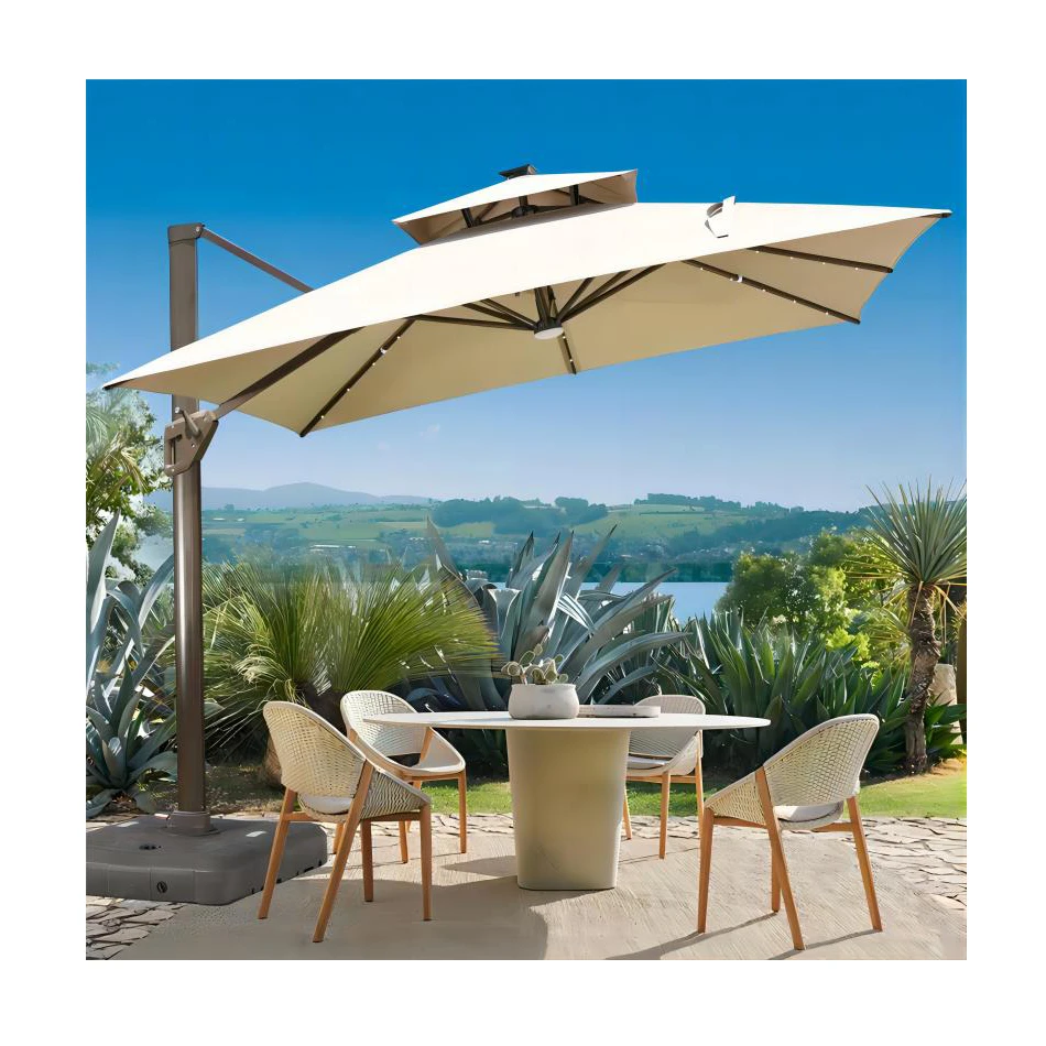 

Outdoor Garden Umbrella Aluminum 3m square Hanging Offset Parasols Garden Cantilever Commercial Beach Sun Patio Umbrellas