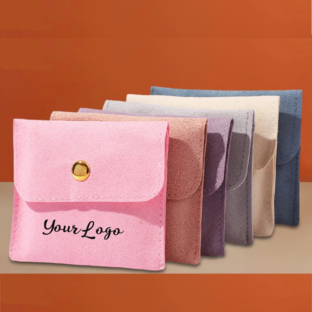 

Изготовленная на заказ тисненая микрофибра, упаковка для ювелирных изделий, конверт, роскошное маленькое кольцо, ожерелье, серьги для хранения, бархатная замшевая подарочная сумка на пуговицах