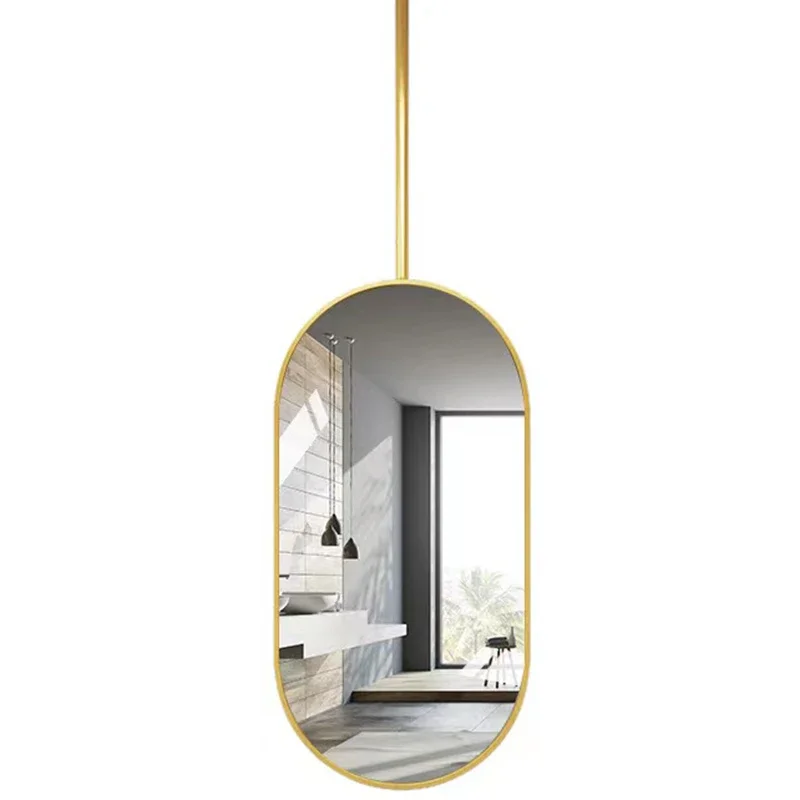 

Metal Nordic Bathroom Mirror Hanging Glass Vanity Design Aesthetic Bathroom Mirror Irregular Custom Espelho Home Improvement